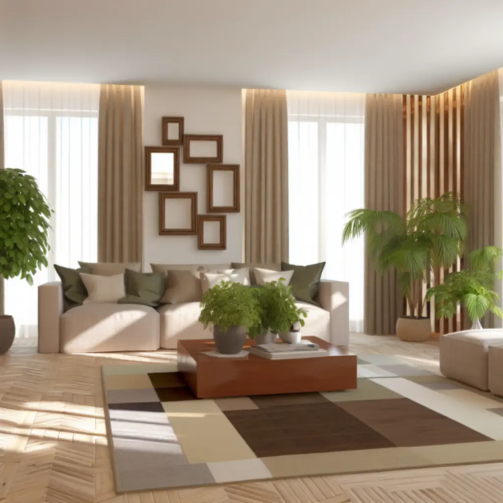 Aranżacja salonu inspirowana naturą w ciepłych, stonowanych barwach