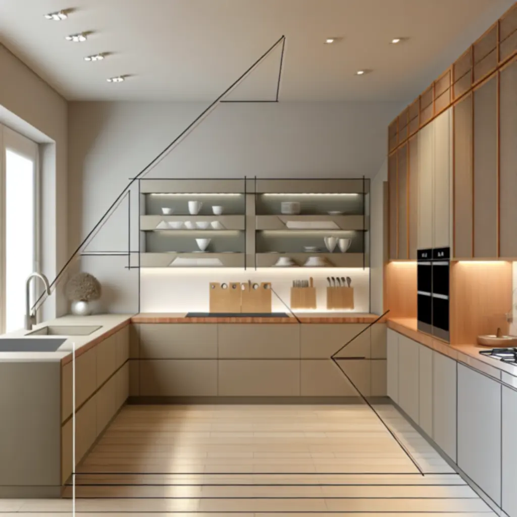 Elegancka, jasna kuchnia w nowoczesnym mieszkaniu