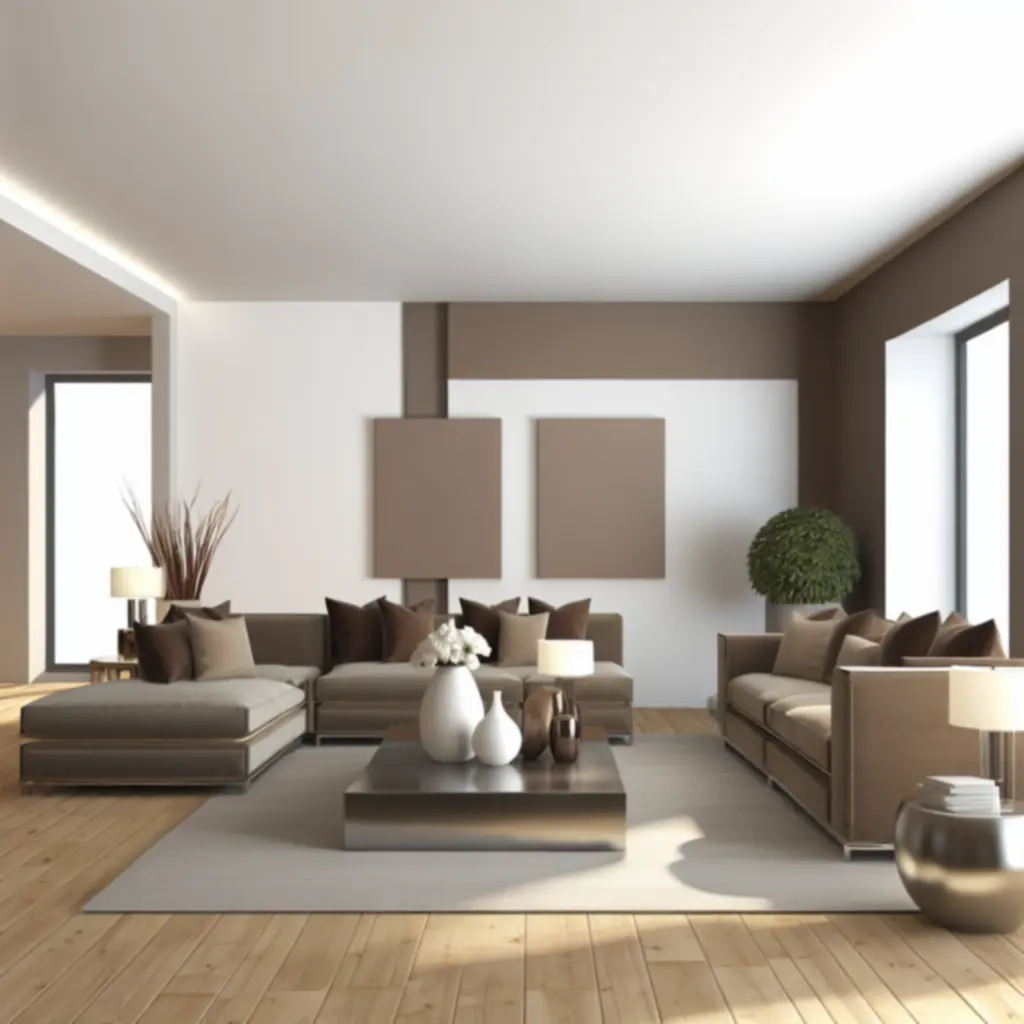 Nowoczesne, ciepłe wnętrze mieszkania zaprojektowane przez Interovixa.